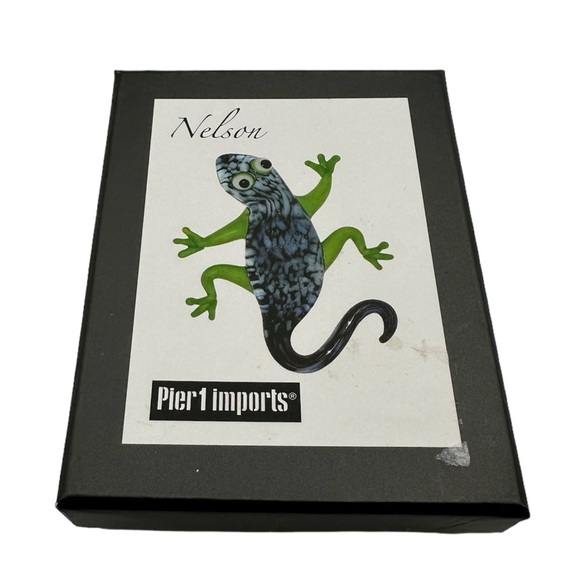 Pier 1 imports Figurine Nelson Gecko Colored Glass in Box Collectible 3” inch - Picture 2 of 5